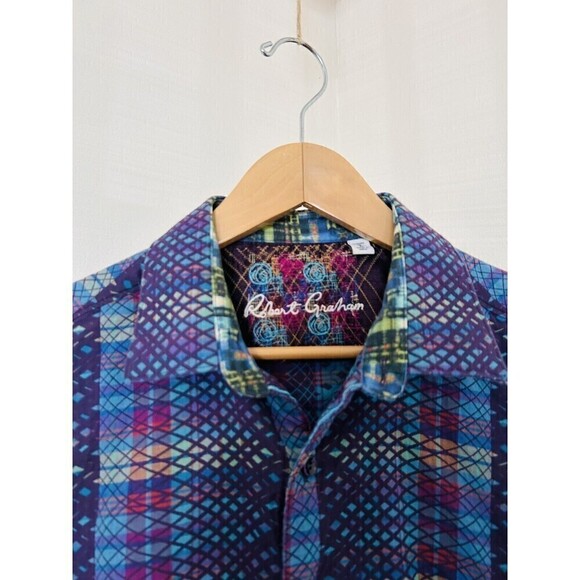 Robert Graham Classic Fit Albert Finney Jacquard Sport Shirt L Button Up Blue - Picture 3 of 6
